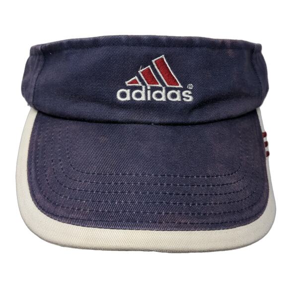 Adidas 3 Stripes Visor Hat Blue One Size Embroidered Logo Adjustable - Picture 1 of 9